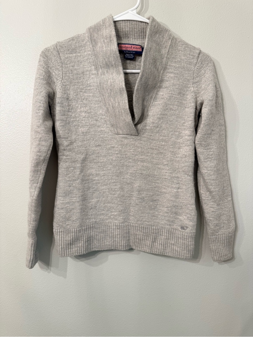 Vineyard Vines Heather Gray Shawl Collar Pullover